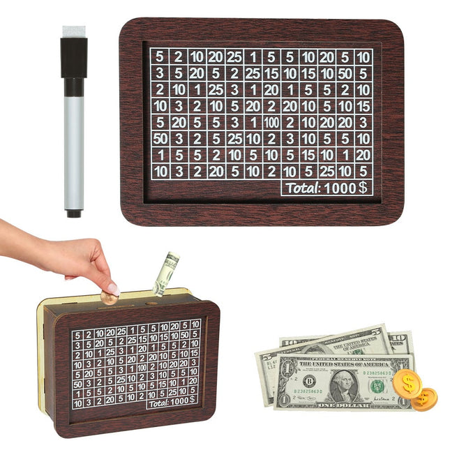 Retro Style Wooden Money Box with Counter Piggy Bank Handmade Saving Money Goal Piggy Bank