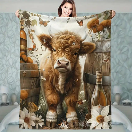 Highland Cow Fleece Blanket | Soft, Cute & Cozy All Season